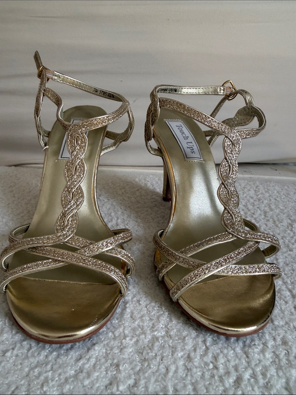 Touch Ups Metallic Gold Braided Strappy Heels